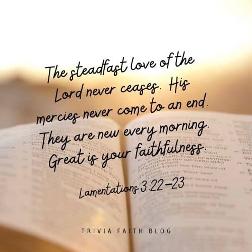 The steadfast love of the Lord never ceases. His mercies never come to an end. They are new every morning. Great is your faithfulness