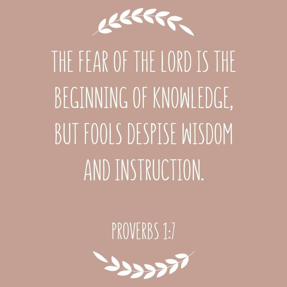 3CC The fear of the LORD is the beginning of knowledge but fools despise wisdom and instruction edited