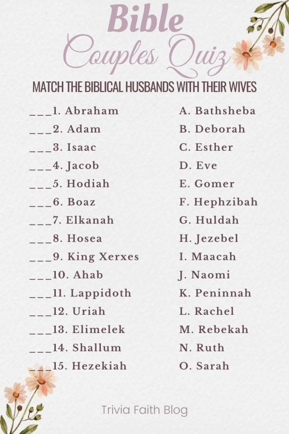 43 Fun Bible Couples Matching Game