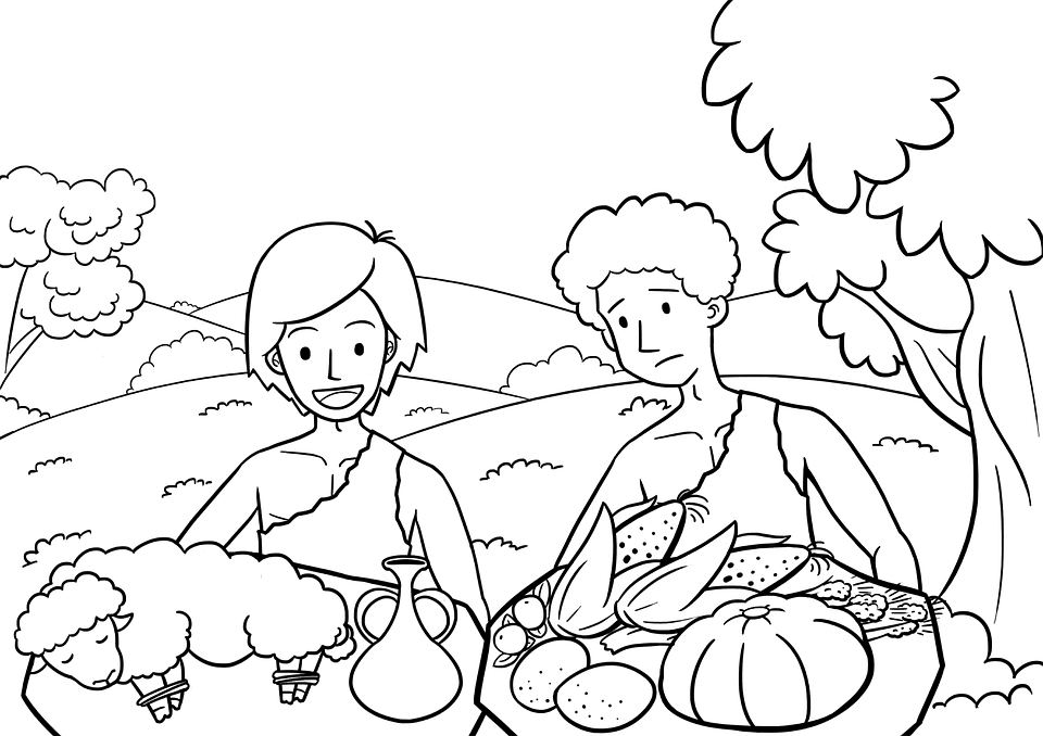 Cain and Abel offering coloring page