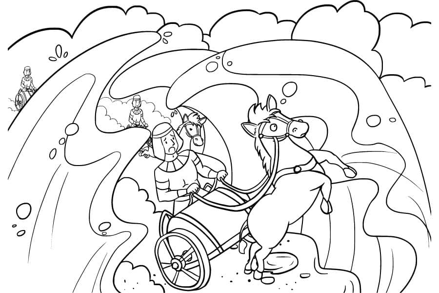 pharaoh crossing the red sea coloring page