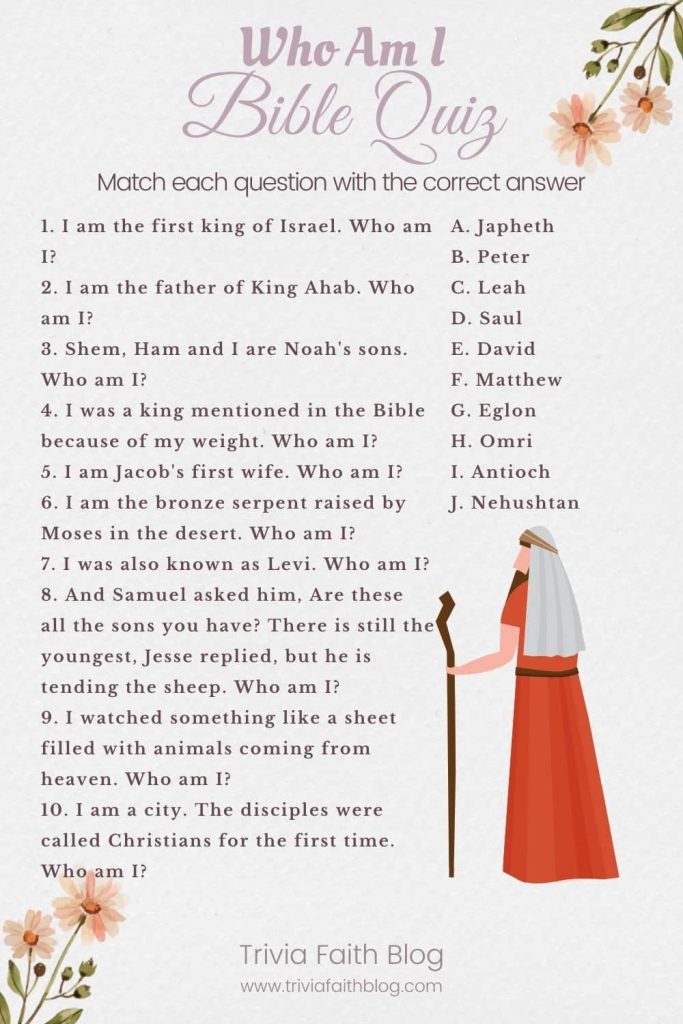 Who Am I Bible Quiz For Adults PDF