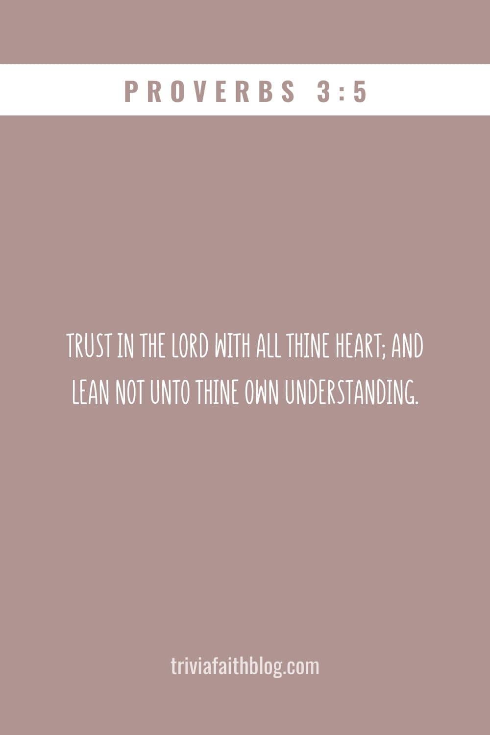 Trust in the Lord with all thine heart; and lean not unto thine own understanding