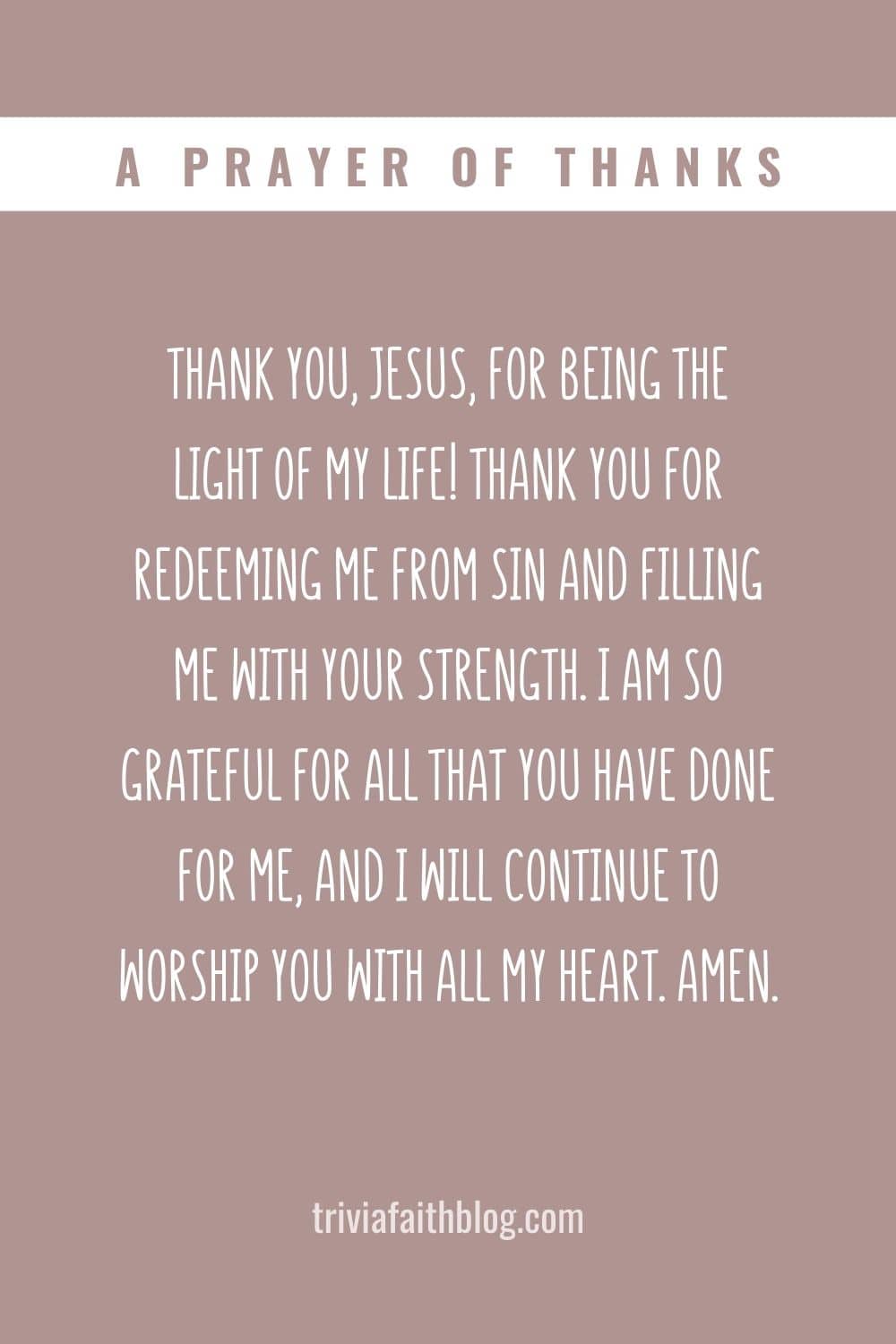 A Prayer Of Thanks