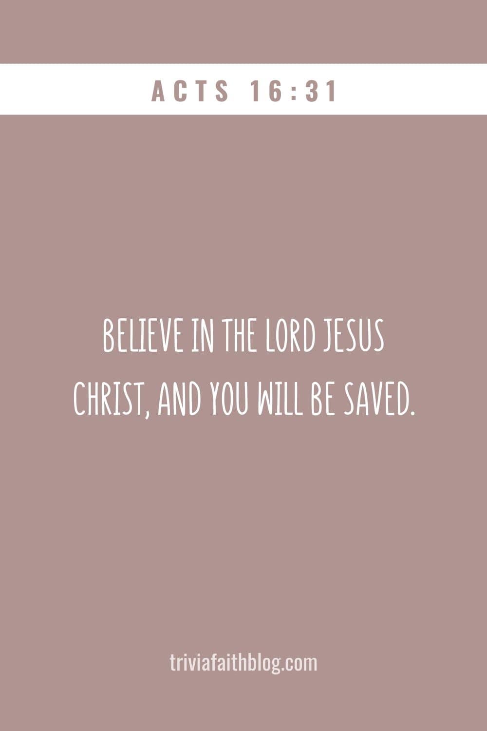 Believe in the Lord Jesus Christ, and you will be saved