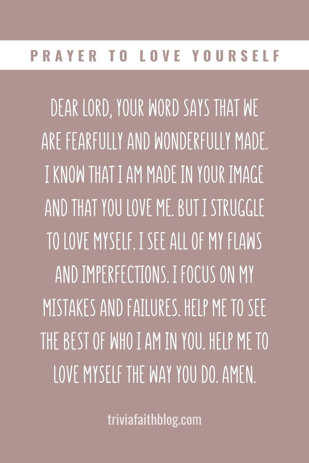 Prayer To Love Yourself