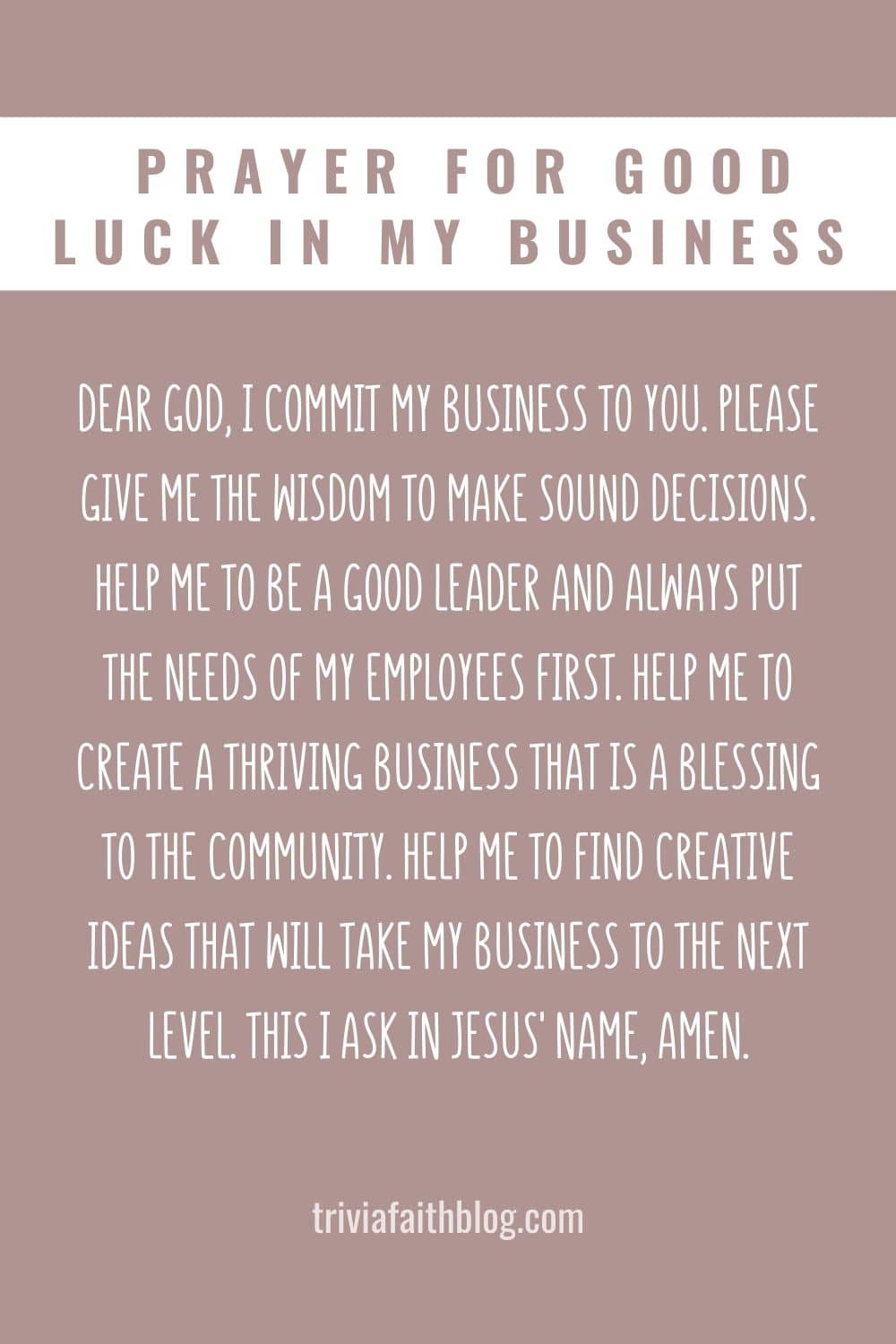 Prayer for Good Luck in My Business