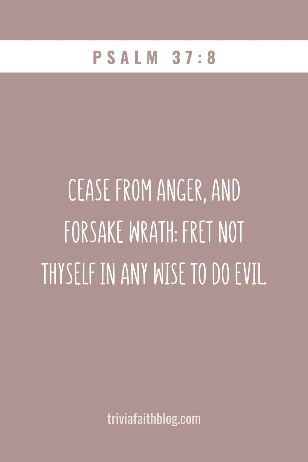 Cease from anger, and forsake wrath_ fret not thyself in any wise to do evil