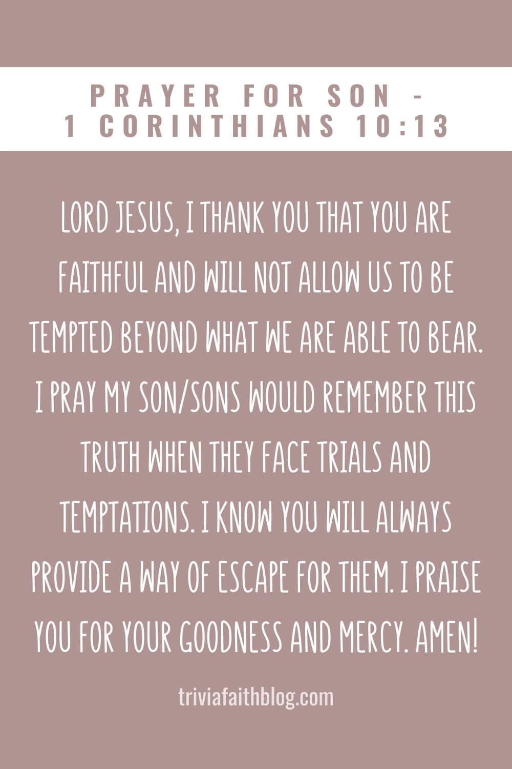 prayer for son 1 Corinthians 10
