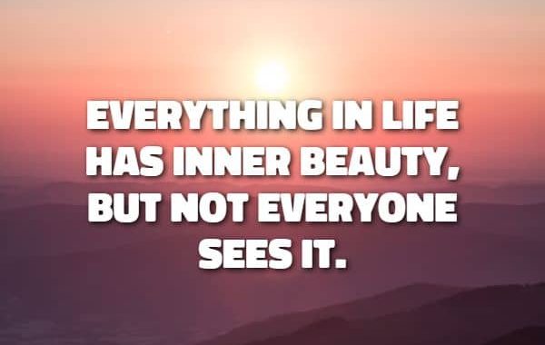 Everything in life has inner beauty, but not everyone sees it.